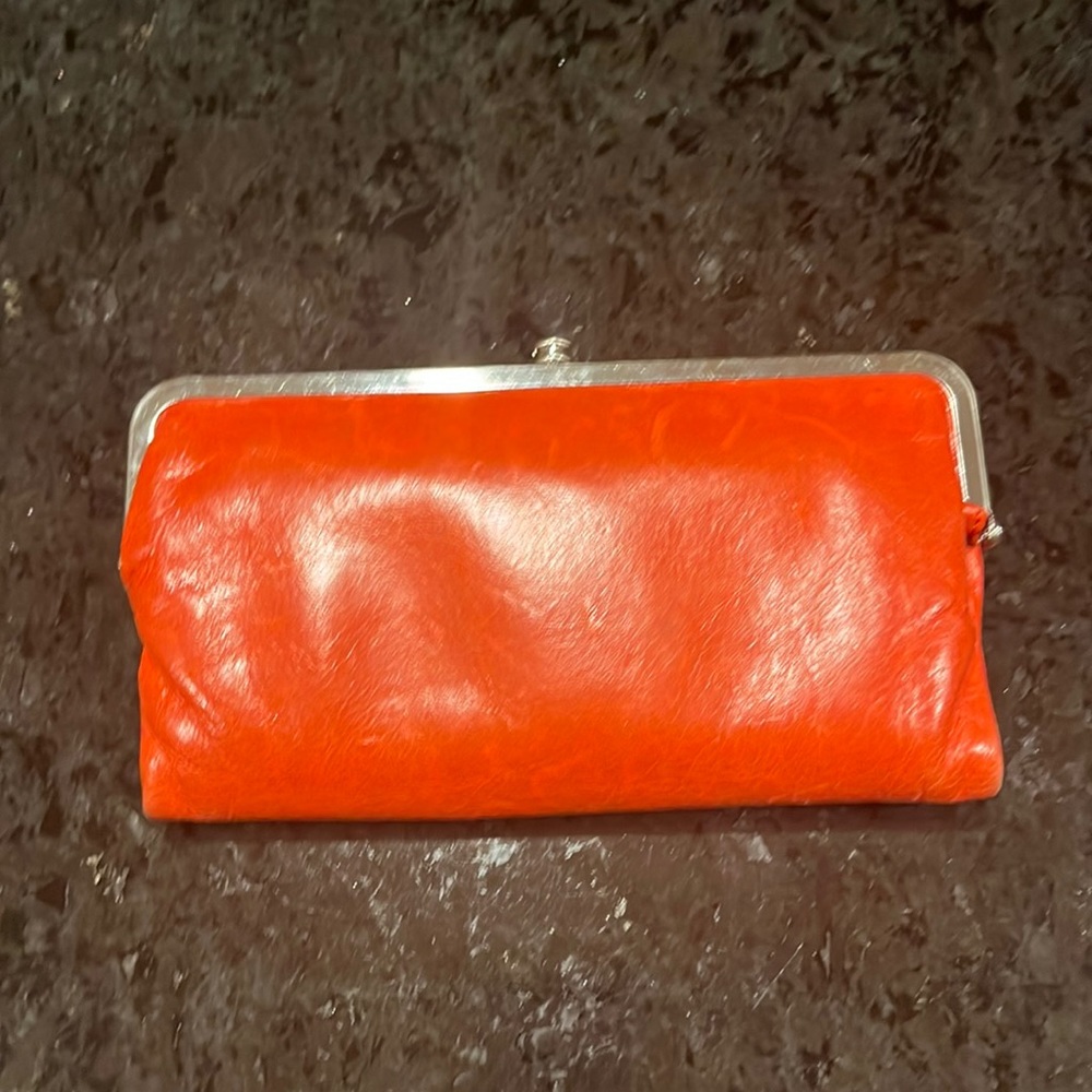 Classic Red Leather Clutch Wallet - Women's Bag